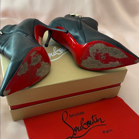 Red Soles Black Stiletto Ankle Boots - Picture 10 of 13